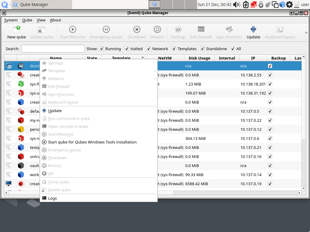 Qube Manager with improved flat icons in 4.2
