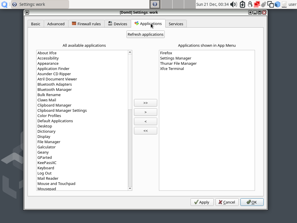 Qube settings showing icons of Apps in 4.2